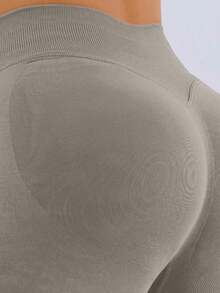 Women's Seamless Butt Lifting Sports Shorts, Suitable Gym Workout, Cycling, Running, Black Tight Pants, Summer - Bụi hồng - Xem 2