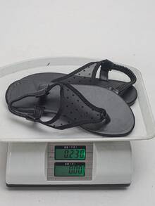 女士加大码 35-45 网眼刺绣人字拖凉鞋，舒适轻便的套脚凉鞋，配有弹性绑带，优雅女士平底趾环凉鞋，适合夏季、海滩、旅行等休闲场合穿着。 - 黑底網紗-黑點 - 查看 9