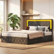 Caluself Cama con almacenamiento de 180x200 cm con somier de láminas, cama tapizada de 160x200 cm con almacenamiento, estructura de cama doble con cabecero, tapicería de terciopelo con somier de láminas de madera, terciopelo, negro, 160/180x200 cm - Negro - Ver 11