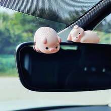 1/2 piezas Decoración de espejo retrovisor con animales lindos, adorno de tablero de auto, accesorios de interior de auto para mujeres/hombres, decoración de monitor de computadora - A - View 9