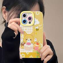 Fondo de pantalla adorable de Corgi amarillo y abeja. Esta funda es compatible con Samsung, Apple, VIVO, OPPO, , Transsion, ,  y Honor. Fabricada en silicona TPU, ofrece protección contra golpes y caídas. - Blanco - Ver 1