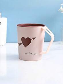 Custom Engraved Contrast Color Mouthwash Cup With Handle, Personalized English Customization, Couple Style Double-Sided Pattern + Hanging Handle, Anti-Drop Plastic Mouthwash Cup - Multicolor - View 8