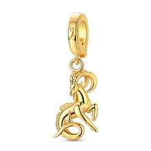1 Stück 18K vergoldetes klassisches Vintage Zwölf Sternzeichen Kollektion Charm passend für originales Armband, Halskette, Anhänger, Perlen für DIY Schmuckherstellung, ideale Wahl für täglichen Schmuckzubehör von Frauen - überraschende Geburtstags Schmuckgeschenk - Gold - Übersicht 19