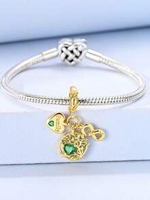 Silver Plated Charm Life Tree Wireless Home Charm Pendant Ball Suitable For Bracelets DIY Women's Jewelry - Gold - View 4