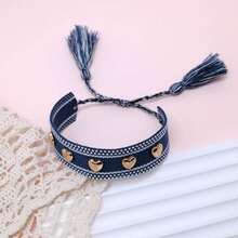 1pc Rivet Heart Bohemian Bracelet - Navy Blue - View 4