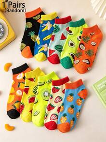 5 Pairs/10 Pairs/15 Pairs/20 Pairs Men's Fashion Fruit Pattern Series Versatile Short Socks Random Delivery - Multicolor - View 11