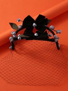 1pc Elegant Fabric Bridal Headband, Suitable For Women's Wedding, Birthday Party And Other Occasions - Black - View 2