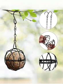 1pc/2pcs/4pcs Spherical Bird Feeder, Metal Bird Hanging Rack, Outdoor Hanging Bird Feeder Ball, Wild Bird Feeder, Anti-Squirrel Spherical Iron Bird & Poultry Feeder, Suitable For Garden, Patio, Homestay - Multicolor - View 5