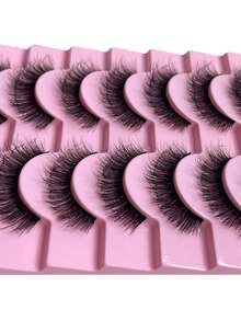 10 pares (MZ04) de pestañas postizas completas, alargadoras y rizadoras, naturales y de larga duración, para crear ojos de dibujos animados, fáciles de aplicar, aptas para principiantes. Pestañas postizas completas, pestañas postizas, pestañas postizas de dibujos animados - Negro - Ver 7