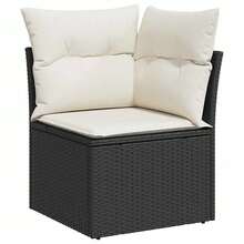 vidaXL Gartensofa-set mit Kissen 9 pcs Schwarz Poly-Rattan - A - Übersicht 6