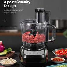 Food Processor, 6 Functions For Chopping, Slicing, Shredding Purees & Dough - 12 Cup Food Processor - US A Type Plug(110-127V) - View 3