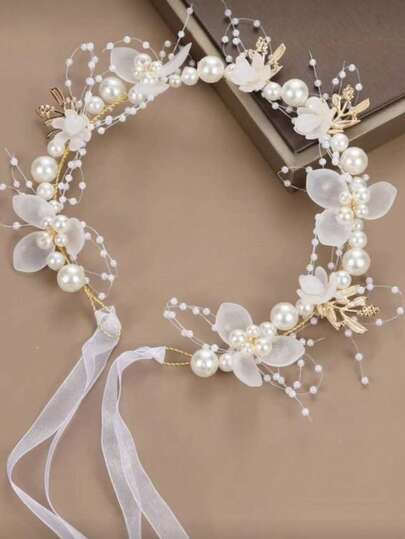 Princess Style Floral Headband, Pink Flower Crown Hair Accessory Suitable For Women, Birthday Party, Performance, Valentine's Day, Wedding