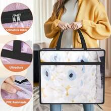 8 Pcs Bolsas para Guardar Ropa Transparentes 40L - Bolsas Almacenaje Ropa Plegable de PVC con Cierre Cajas Almacenaje con Asas Organizador Armario para Ropa de Cama Cobijas Juguetes Mudanza - 8 PIEZAS - Ver 5