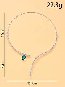 1 buah Kalung Oval Baru, Kalung Rhinestone Gaya Mewah Minimalis, Kalung Serbaguna yang Dapat Disesuaikan untuk Wanita - Perak - View 3