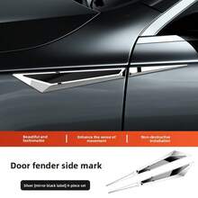 Metal 3D Blade Car Emblem Stickers Personalized Door Fender Side Badge Decals Anti Scratch Waterproof Styling Decorative Accessories For Car Body Exterior Modification Decoration - 無標[槍色-鏡面藍]4件套 - 查看 8