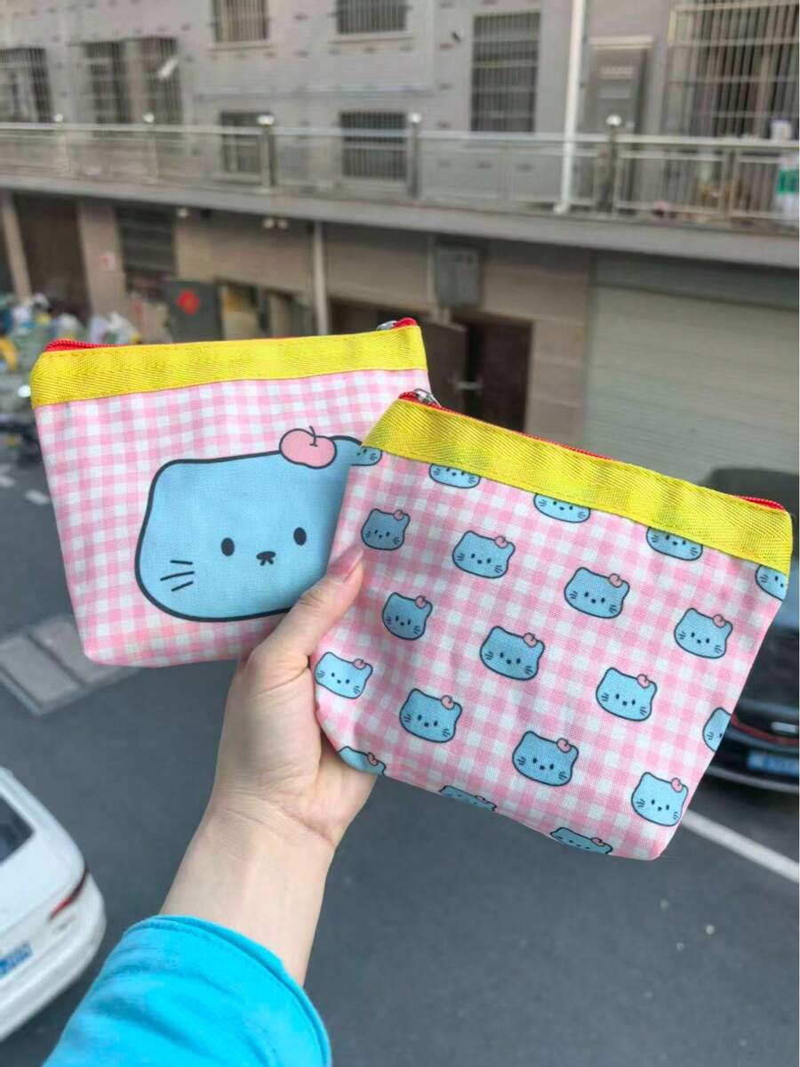 SANRIO Nueva bolsa de cosméticos pequeña y linda, de gran capacidad para almacenamiento de maquillaje, bolsa de aseo portátil para viajes, organizador plegable, bolsa de almacenamiento de artículos esenciales, bolsa de almacenamiento multifuncional - Ver 1