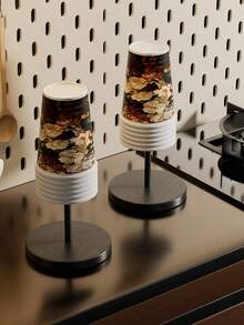 1-2pcs Cup Holder, Suitable For Coffee, Tea, Water Cups - Desktop Paper Cup Storage Rack With Stand, Applicable For Office, Commercial Use, Cafe, Restaurant, Durable Stylish Design, Suitable For Home Or Office, Coffee Bar Equipment - Multicolor - View 4
