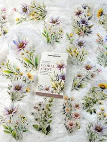 20 piezas/paquete Pegatinas florales botánicas vintage para manualidades, scrapbooking, diario, álbum de fotos y decoración DIY - El jardín está impregnado del aroma de las flores. - Ver 18