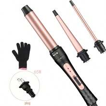 3-In-1 Curling Iron Set, Includes 0.75-1 Inch Tapered Curling Iron, 1.25 Inch Large Curling Iron, And 0.35 Inch Small Curling Iron, Interchangeable Ceramic Barrels, Suitable For Short And Long Hair - View 1