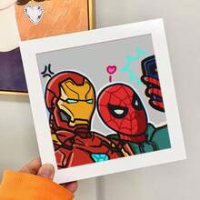 Marvel 1件15cm*15cm漫威超级英雄钻石画套装，四合一可爱蜘蛛侠5D钻石画，亲子及成人DIY全钻宝石画，家居装饰，漫威粉丝礼物。 - 彩色 - 查看 4