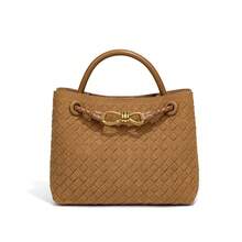New Suede Metal Woven Tote Bag, Shoulder Bag, Crossbody Handbag, Square Tote Bag - Y1747# Nâu - Xem 11