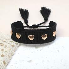 1pc Rivet Heart Bohemian Bracelet - Black - View 2