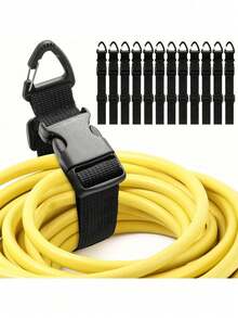 Heavy Duty Adjustable Retractable Cord Organizers With 3-Axis Buckle - Black Durable Polypropylene Storage Straps For Workshop, Garage And Home Organization, Secure Cord Management, Cord Holder, Tool Organizer, Sturdy Construction - A - View 4