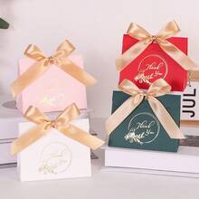 Elegant Thank You Gift Boxes 10Pcs Matte Paper Boxes With Satin Ribbon Bow Gold Foil Print Packaging Versatile Containers For All Special Occasions - Wave Cover - View 6