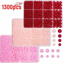 Bộ 1300 hạt acrylic màu hồng/12 ngăn để tự làm vòng tay, vòng cổ, dây đeo điện thoại, bông tai, rèm hạt. - Nhiều màu - Xem 4