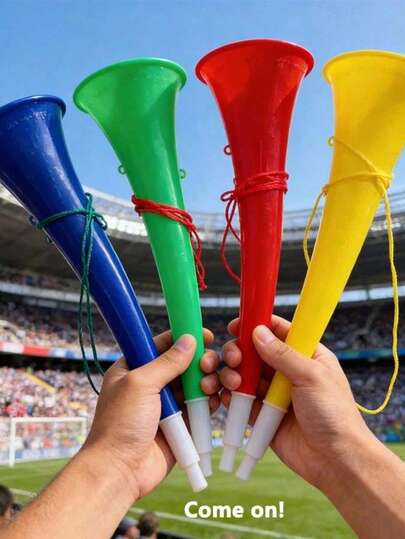 4pcs/Set Party Cheer Horns, Football Game Fans Vuvuzela Noise Maker Props, Lively Atmosphere Accessories For Parties, Games And Events, Victory Horns For World Cup