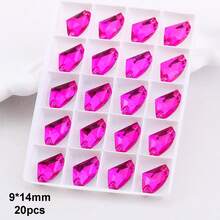 9*14mm, 20pcs/Pack, Flat Bottom Double Hole Exquisite Glass Rhinestones, Axe Shape, For Sewing Wedding Dresses, Handbags, Shoes Decoration, Jewelry Making Accessories - 9*14mm - View 14