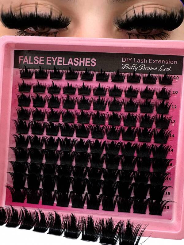 300D Cartoon Style Spiky Eyelash Clusters, 10-18mm Natural Thin Lower Lash Clusters, 100pcs Lower Lash Extension Set