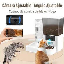 5L con Camara 2 en 1 Comedero Automatico Perros WiFi 2.4G Alimentador Automático para Gatos con App Control Remoto Grabación de Voz Temporización depósito de agua - Bebedero y comedero 2 en 1 - Ver 5