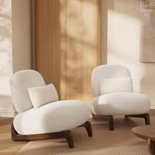 Sofá Moderno Morden Fort - Sofá de 3 Plazas con Tapizado de Sherpa Boucle y Patas de Madera, Cojines Ultra Gruesos de Alta Resiliencia con 3 Almohadas a Juego, Sofá Tapizado Cómodo para Sala de Estar - Blanco Ceniza 87'' - Blanco - Ver 2