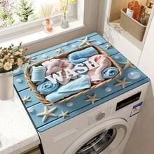 1 pièce Housse anti-poussière pour machine à laver imprimée avec motif océanique, fond en caoutchouc souple, accessoire pour la buanderie, tapis de protection pour le dessus de la machine à laver, absorbant et séchage rapide, housse anti-poussière pour réfrigérateur, tapis absorbant pour cafetière, tapis de drainage en diatomite, housse anti-poussière moderne pour machine à laver et sèche-linge, décoration pour la maison, décoration pour la cuisine et la salle à manger - Multicolore - Voir 8