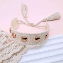 1pc Rivet Heart Bohemian Bracelet - Beige - View 4