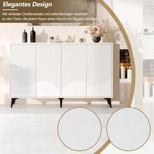 White Sideboard, 160 Cm Wide, Multifunctional Sideboard, Chest Of Drawers, Highboard With Adjustable Shelves, 4 Doors, Metal Legs - White - View 6