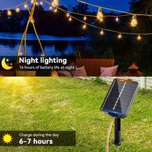 1 Piece 20/26/40ft Solar Outdoor String Lights With 10/15/25 Shatterproof Bulbs, 8 Lighting Modes, Vintage Jute LED Patio Lights, Waterproof Hanging Patio Café Decorative Lights, Warm White, Suitable For Rural Yards, Fences, Walkways, Gardens, Weddings, Camping, Backyard Cafés, Small Bar Decorations, Easter Celebrations, Parties, And Other Occasions - 多色 - 查看 3