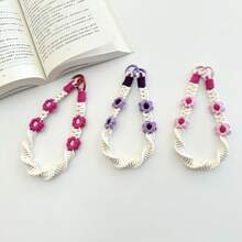 1pc Macrame Handmade Floral Keychain, Daisy Flower Phone/Key Chain, Dopamine Color Series Water Bottle/Bag Strap - View 4