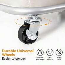 WOWLIVE - Cesta de lavandería enrollable de 100 litros con ruedas cesta grande cesta organizadora de lavandería con marco de acero y bolsa extraíble plegable plegable alta y sucia cesta de - Beige claro - Ver 8