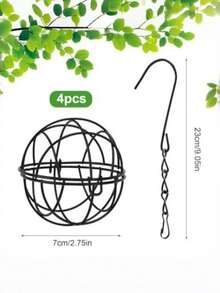 1pc/2pcs/4pcs Spherical Bird Feeder, Metal Bird Hanging Rack, Outdoor Hanging Bird Feeder Ball, Wild Bird Feeder, Anti-Squirrel Spherical Iron Bird & Poultry Feeder, Suitable For Garden, Patio, Homestay - Multicolor - View 4