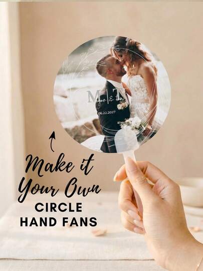 Customized Personalized Plastic Round Fan, Wedding Fans,Custom Photo Hand Fans,DIY Hand-Held Fan, Customizable Plastic Craft Fan, Can Be Tailored To Any Design, Suitable For Various Occasions Such As Churches, Weddings, And Outdoor Events,Wedding Hand Fan - Church Fan - Graduation Fan - Custom Photo Birthday Fan - Round Fan