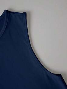 Plus Size Women Floral Sleeveless Tank Top - Blue - View 3
