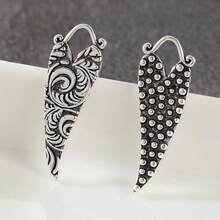 Heart-Shaped Leaf Design Earrings, Suitable For Women, Versatile For Daily Wear, Festivals And Vacations - Antique Silver - View 2