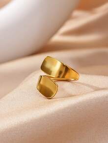 1PC Chunky Street Style Geometric Open Size Stainless Steel Index Finger Rings For Women Glossy Large Party Cocktail Ring - Multicolor - View 2