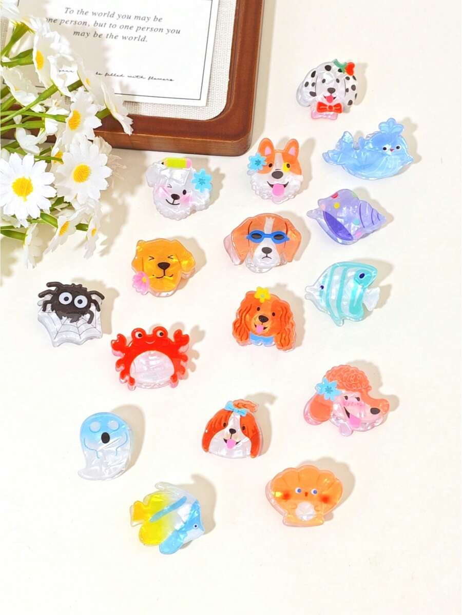 5/8 chiếc kẹp tóc mini hình động vật biển phong cách dành cho thiếu nữ, phụ kiện tóc mùa hè tươi tắn, nữ tính. - Nhiều màu - Xem 1