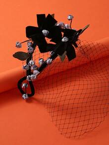 1pc Elegant Fabric Bridal Headband, Suitable For Women's Wedding, Birthday Party And Other Occasions - Black - View 3