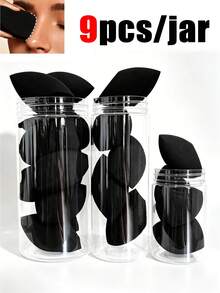 9/6/3pcs Per Jar Black Teardrop Makeup Sponges - Perfect Makeup Application, Latex-Free, Reusable, For Foundation, Contouring, Highlighting, Makeup, Cheap, Room Decor, Vanity, Travel, Bedroom, Makeup Accessories, Puff, Makeup Blender, Powder Puff, Makeup Sponge, Cheap, Stocking Stuffers, Makeup, Makeup Tools, Cheap Stuff, Gifts, Gifts For Women, Christmas Gifts, Giveaways, Travel, Cheap Stuff, Travel Essential - Multicolor - View 2
