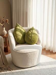 1pc Solid Color Leaf Decorative Throw Pillow, Suitable For Living Room Sofa, Bedroom Headboard, Cushion - Sprout Green - View 2
