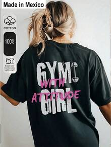 1 Pieza Moda Informal Para Hombres Y Mujeres1 Pieza Camiseta de Mujer con Estampado, Estilo Realista de Acondicionamiento físico Camiseta Negra GIMNASIO CON ACTITUD CHICA, 1 Computadora Camiseta de Cuello Redondo para Mujeres,% Algodón Puro, Fresca y Cómoda para la Vida Informal Deporte, Gimnasio, Viaje, Regalo, Vacaciones de Verano, Día de la Independencia de México: Versátil, fácil de combinar, para uso diario, estilo urbano, conjuntos para vacaciones, conjuntos para fines de semana. - Negro - Ver 6